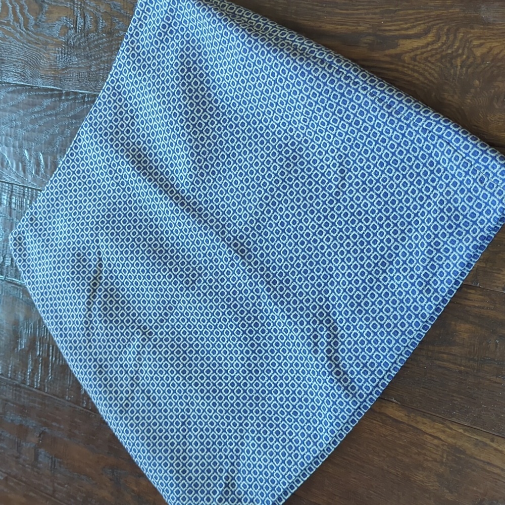 BODEN I Blue & White Woven Mini-Square Pattern Wool & Linen Blend Mini Skirt, 8